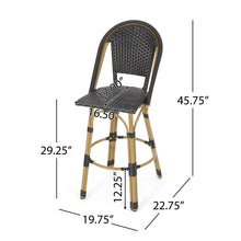 Load image into Gallery viewer, Outdoor Rattan And Aluminum French Barstools (Set of 2)