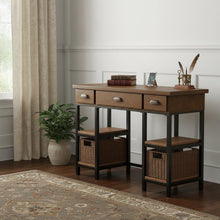Load image into Gallery viewer, Writing Desk With Three Drawers - Gray / Black