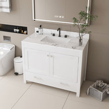 Load image into Gallery viewer, 43" Bathroom Vanity With Artificial Marble Carrara Top Set, Multi Functional Bathroom Cabinet With Doors And Drawer - White