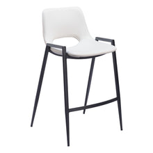 Load image into Gallery viewer, 26" Faux Leather And Steel Low Back Counter Height Bar Chairs (Set of 2) - White / Black