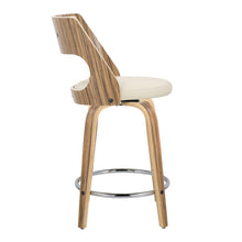 Load image into Gallery viewer, Cecina - Mid-Century Modern Fixed Height Counter Stool With Swivel With Round Footrest (Set of 2) - Zebra / Cream