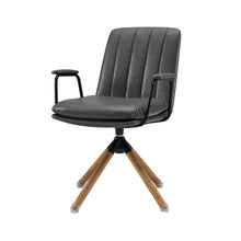 Load image into Gallery viewer, Faux Leather Swivel Arm Chair - Gray And Natural