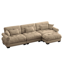 Load image into Gallery viewer, Modern Sectional Sofa With Ottoman, Round Bolster Armrests, Waist And Throw Pillows
