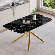 Load image into Gallery viewer, Luxurious Marble Patterned Dining Table With Metal Fork Legs