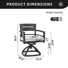 Load image into Gallery viewer, Outdoor Patio Swivel Rocker With Outdoor Grade Sunbrella Fabric Cushions (Set of 2) - Ember Black