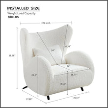 Load image into Gallery viewer, Wingback Armchair & Ottoman Combo For Living Room - White