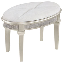 Load image into Gallery viewer, Colwood - Upholstered Oval Vanity Stool With Glitter Trim Seat - Silver Gray
