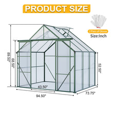 Load image into Gallery viewer, Double Door Polycarbonate house Raised Base And Anchor Aluminum Heavy Duty Walk In houses For Outdoor Backyard In All Season