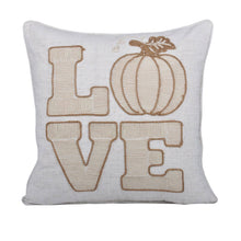 Load image into Gallery viewer, Love Pumpkin Embroidered Throw Pillow - Natural