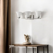 Load image into Gallery viewer, Three Light Wall Light With Tapered Glass Shade - Silver