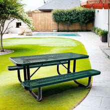 Load image into Gallery viewer, Outdoor Steel Picnic Rectangular Table With Umbrella Pole