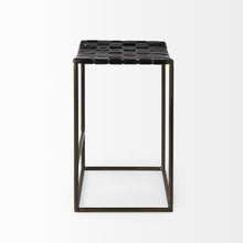Load image into Gallery viewer, Leather And Iron Backless Bar Chair - Black / Brown