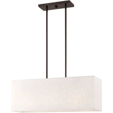 Load image into Gallery viewer, 12" Three Light Metal Dimmable Chandelier With Shades - Bronze / Cream