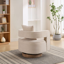 Load image into Gallery viewer, Swivel Accent Open Back Barrel Chair With Weathered Base