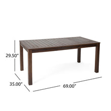 Load image into Gallery viewer, Acacia Wood Outdoor Dining Table With Slatted Top - Dark Brown