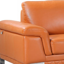 Load image into Gallery viewer, Italian Leather Sofa With Silver Legs - Orange