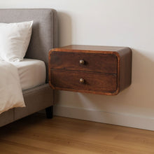Load image into Gallery viewer, 18" Solid Wood Two Drawer Floating Nightstand - Brown