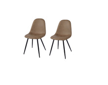 Load image into Gallery viewer, Faux Leather Metal Dining Side Chairs (Set of 2) - Light Brown / Black