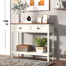 Load image into Gallery viewer, Farmhouse Style Console Table With 2 Drawers And Bottom Storage Shelf