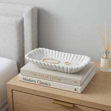 Load image into Gallery viewer, Marble Fluted Oblong Tray - White