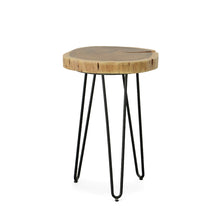 Load image into Gallery viewer, 26" Solid Wood And Iron Round End Table - Black