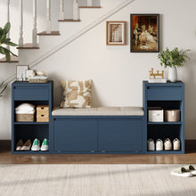 Load image into Gallery viewer, Entryway Storage Bench With Cushion, Drawers & Open Shelves