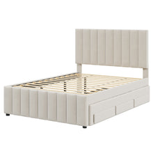 Load image into Gallery viewer, Upholstered Platform Bed With Twin Size Trundle And 3 Drawers