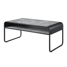 Load image into Gallery viewer, 42" Concrete And Metal Sled Coffee Table With Shelf - Black And Gray