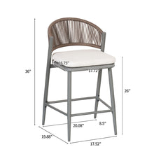 Load image into Gallery viewer, Outdoor 26" Counter Height Metal Frame Counter Stools With Scallop Shaped Backrest & Water Resistant Cushions