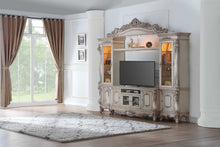 Load image into Gallery viewer, Wood Glass Poly Resin Entertainment Center - Antique White
