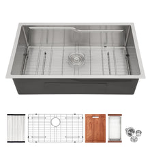 Load image into Gallery viewer, 33" Undermount Kitchen Sink Single Bowl Ledge Workstation In 16 Gauge Stainless Steel - White