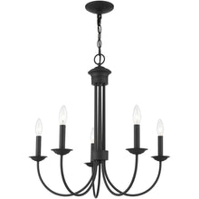 Load image into Gallery viewer, 24" Five Light Metal Dimmable Chandelier With Shades - Black
