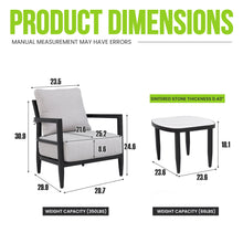 Load image into Gallery viewer, Outdoor Patio Furniture, Chat Set, Sunbrella Cushions And Side Table