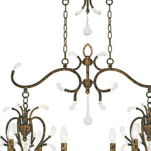 Load image into Gallery viewer, 29" Eight Light Metal Dimmable Chandelier With Shades - Bronze / Clear