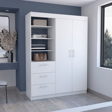 Load image into Gallery viewer, 79" Wood Two Door Three Drawer Combo Dresser - White