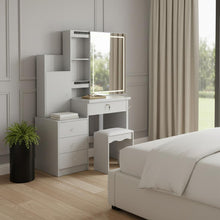Load image into Gallery viewer, 35" Wood Lighted Vanity 4 Drawer Dresser - White