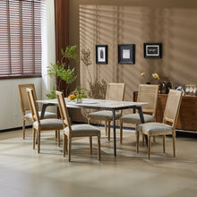 Load image into Gallery viewer, French Country Dining Chair With Rectangular Cane Backrest And Smooth Upholstered Seating