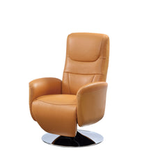 Load image into Gallery viewer, Tufted Genuine Leather Power Swivel Recliner (730552) - Burnt Umber