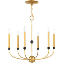 Load image into Gallery viewer, 28" Six Light Dimmable Chandelier With Shades - Brass