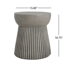 Load image into Gallery viewer, Modern Outdoor Lightweight Concrete Side Table With Hourglass Design - Light Gray