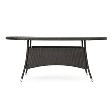 Load image into Gallery viewer, Outdoor Oval Dining Table With Silver Tipped Legs - Brown Multi