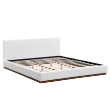 Load image into Gallery viewer, Elegant Boucle Upholstered Bed With Wood Grain Textured Solid Wood Base Frame