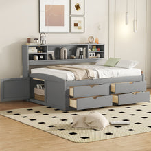 Load image into Gallery viewer, Daybed With 2 Bedside Cabinets, Upper Shelves And 4 Drawers