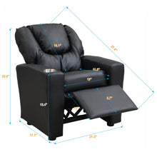Load image into Gallery viewer, Sally Deluxe Kids Recliner Chair With Cup Holder - Black