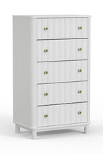 Load image into Gallery viewer, Solid Wood 5 Drawer Chest - White