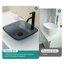 Load image into Gallery viewer, Square Vessel Sink For Bathroom, Above Counter Design With Pop Up Drain, Smooth Rounded Edges - Gray