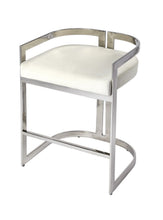 Load image into Gallery viewer, Stainless Steel Low Back Counter Height Bar Chair - White / Silver