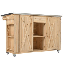 Load image into Gallery viewer, Outdoor Kitchen Island With Stainless Steel Top, Ample Storage Space, Towel And Spice Racks And A Bottle Opener