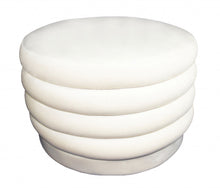 Load image into Gallery viewer, Velvet Tufted Cocktail Ottoman Round - White