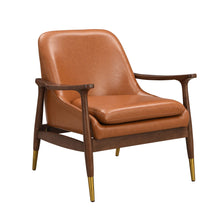 Load image into Gallery viewer, Mid - Century Accent Chair With Cushioned Seat, Brass Tipped Legs
